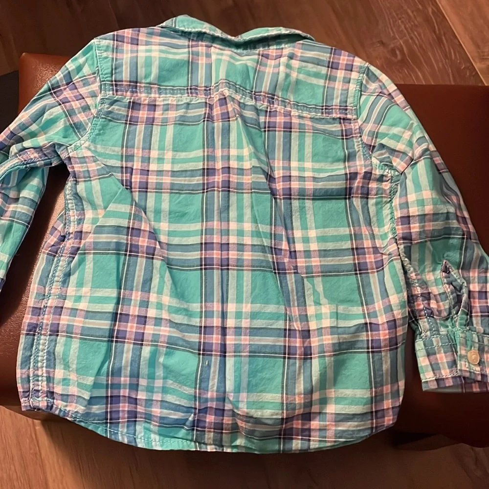 Carter's button-down long sleeve plaid shirt 24M